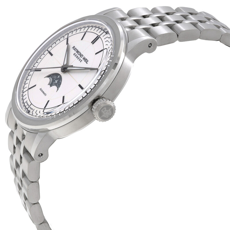 Raymond Weil Millesime Automatic Moon Phase Silver Dial Watch 2945