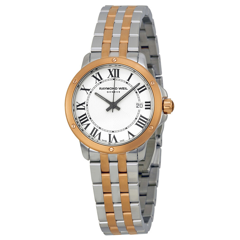 Raymond Weil Tango White Dial Steel and Rose Gold PVD Ladies Watch 5391 ...