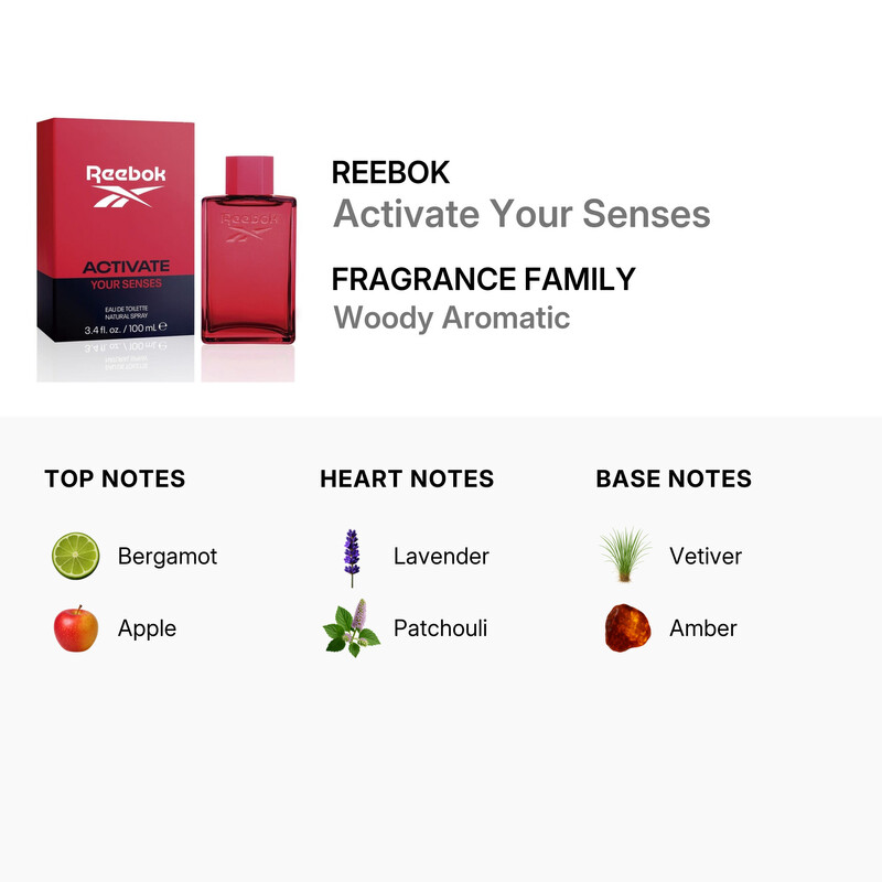 Reebok Men's Activate Your Senses EDT Spray 3.3 oz Fragrances