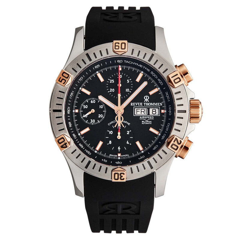 Revue Thommen Air Speed XL Chronograph Automatic Black Dial Men's
