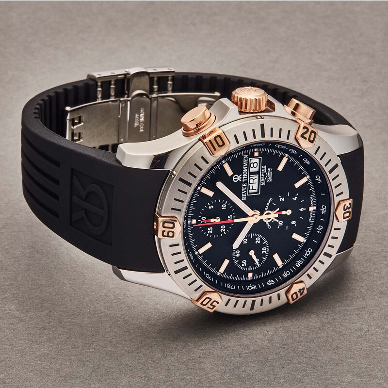 Revue Thommen Air Speed XL Chronograph Automatic Black Dial Men's