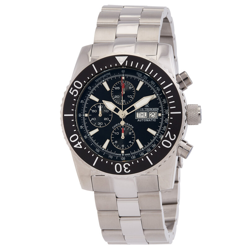 Revue Thommen Diver Chronograph Automatic Black Dial Men's Watch