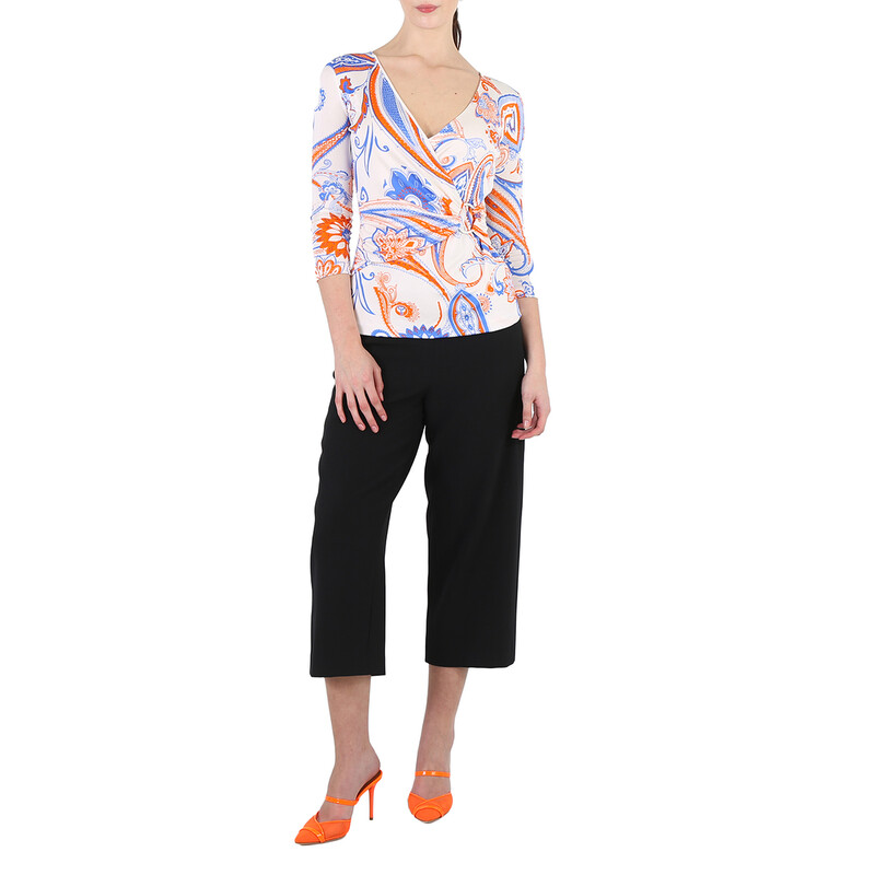 Roberto Cavalli Ladies Bandana Print V-neck Wrap Top, Brand Size