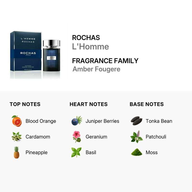 Rochas Men's L'Homme EDT Spray 3.4 oz Fragrances 3386460098144