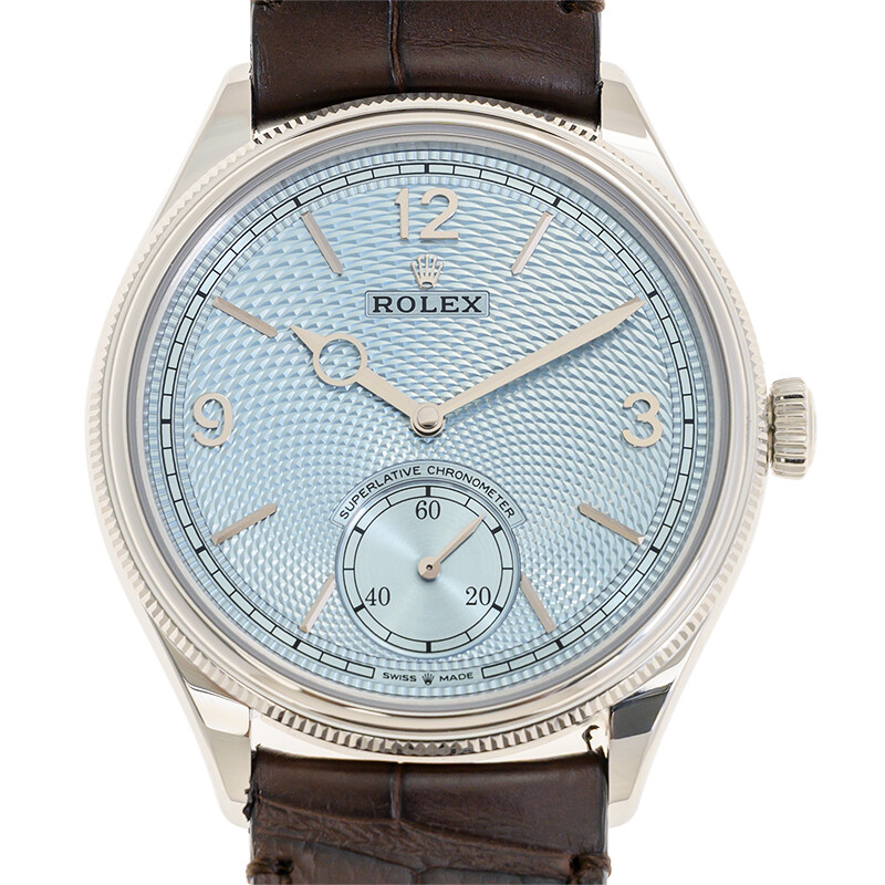 Rolex 1908 Automatic Ice Blue Guilloche Rice Motif Dial Men's