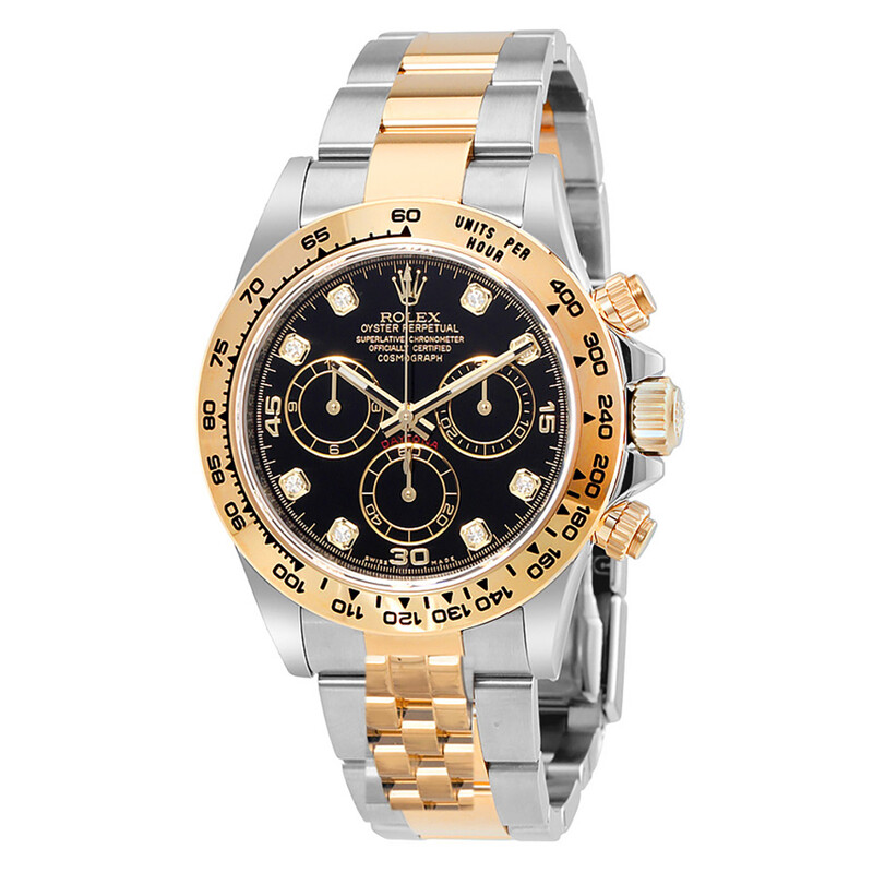 Rolex Cosmograph Daytona Black Diamond Dial Steel and 18K Yellow Gold Men's  Watch 116503BKDO 842047103470 - Watches, Cosmograph Daytona - Jomashop