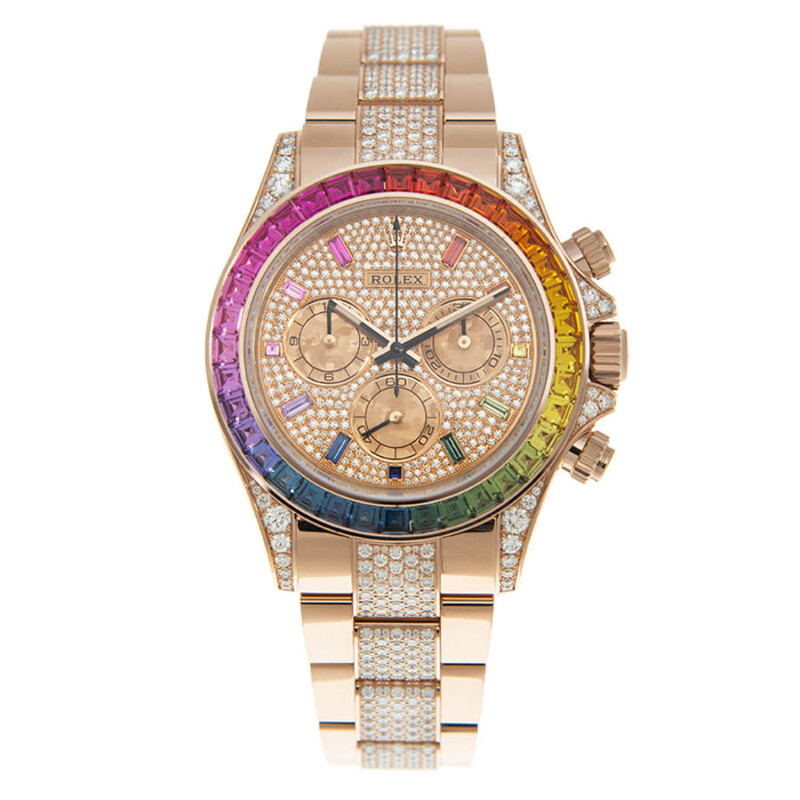 Rolex Cosmograph Daytona Chronograph Automatic Rainbow Pave Watch
