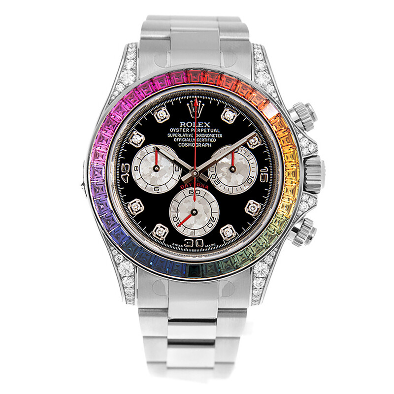★ひらりん★ Rolex Cosmograph Daytona Chronograph Rainbow Diamond Black Dial