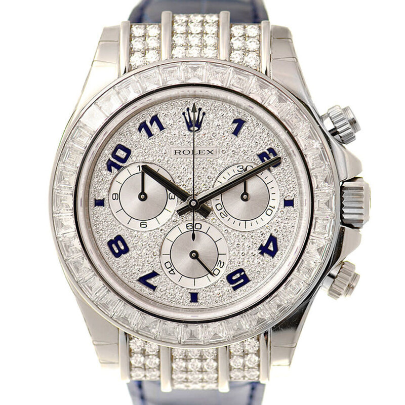 モン/3 Rolex Cosmorgarph Daytona Pave Diamond Dial 18K White Gold Case