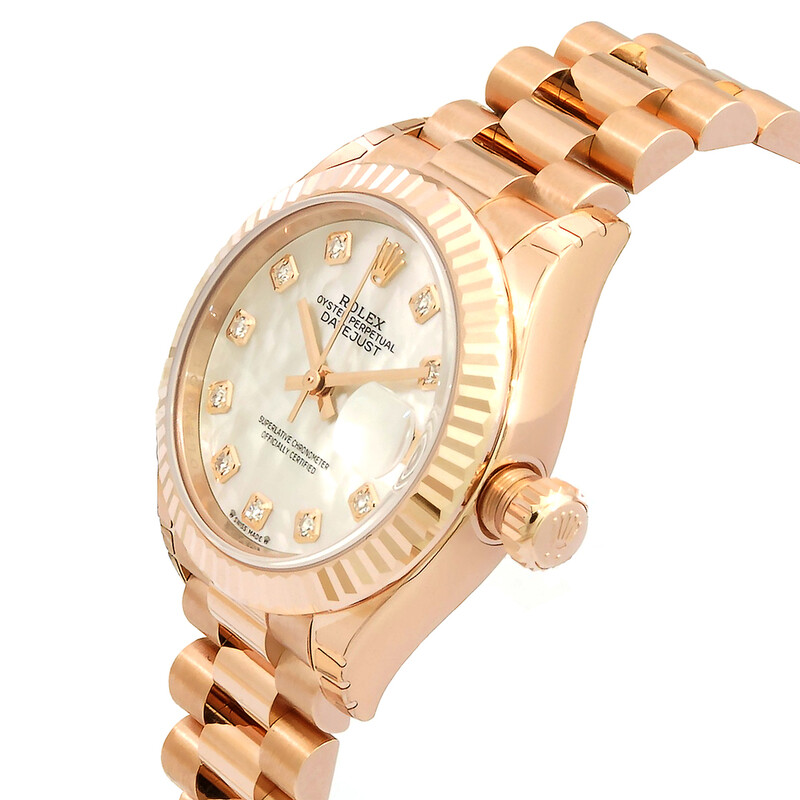 Rolex Datejust 28 Automatic Diamond Mother Of Pearl Dial Ladies Watch ...