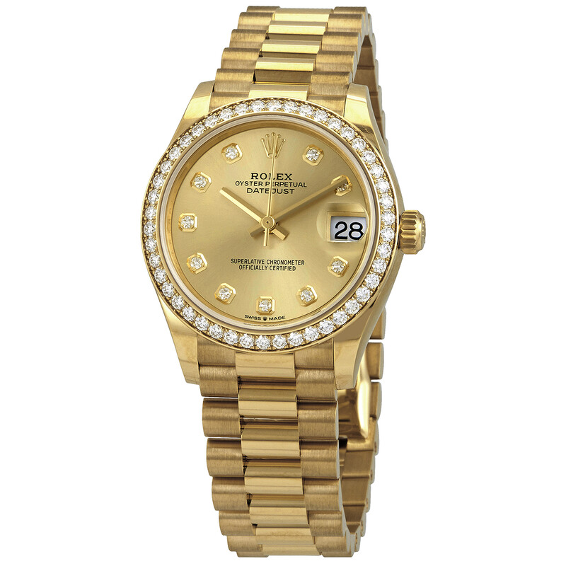 Rolex Datejust 31 Champagne Diamond Dail Ladies 18kt Yellow Gold