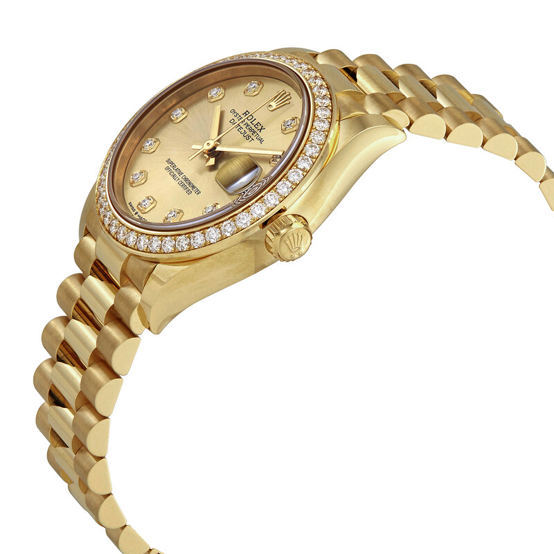 Rolex Datejust 31 Champagne Diamond Dail Ladies 18kt Yellow Gold