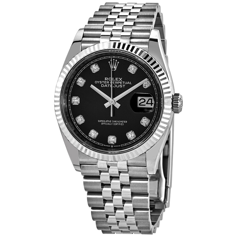 Rolex Datejust 36 Black Diamond Dial Automatic Jubilee Ladies