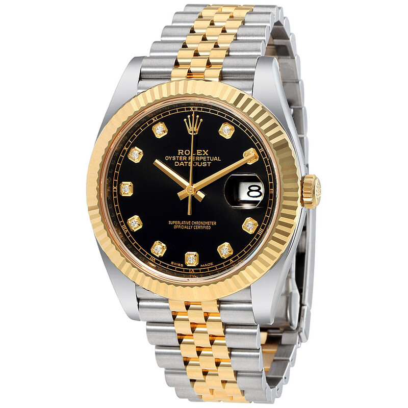 jm様 Rolex Datejust 41 Two-Tone Fluted Black Diamond-Set Jubilee Watch