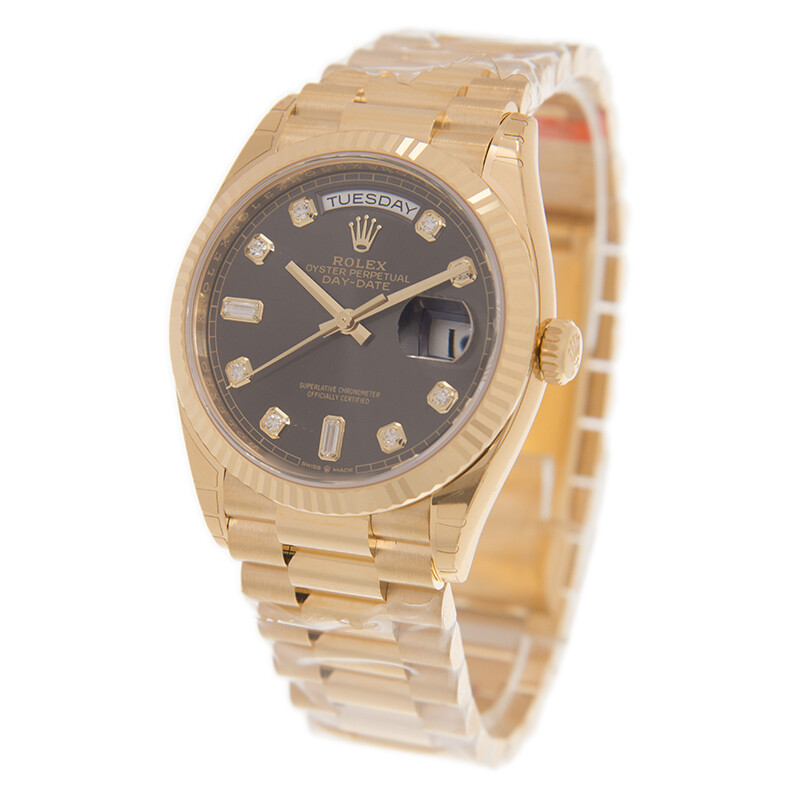 Rolex Day-Date 36 Dark Grey Diamond Dial 18kt Yellow Gold President ...