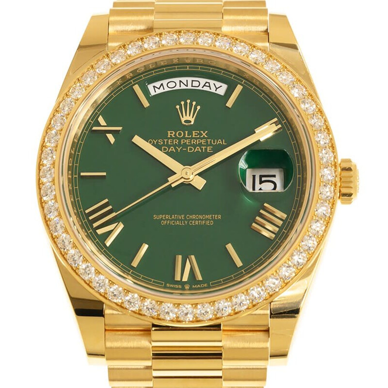 Rolex Day-Date 40 Automatic Green Dial Men's 18kt Yellow Gold