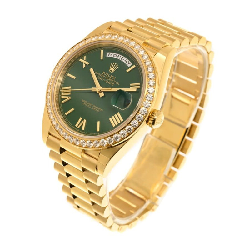 Rolex Day-Date 40 Automatic Green Dial Men's 18kt Yellow Gold