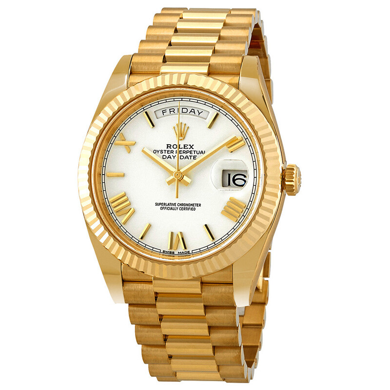 Rolex Day-Date 40 Automatic White Dial Men's 18kt Yellow Gold