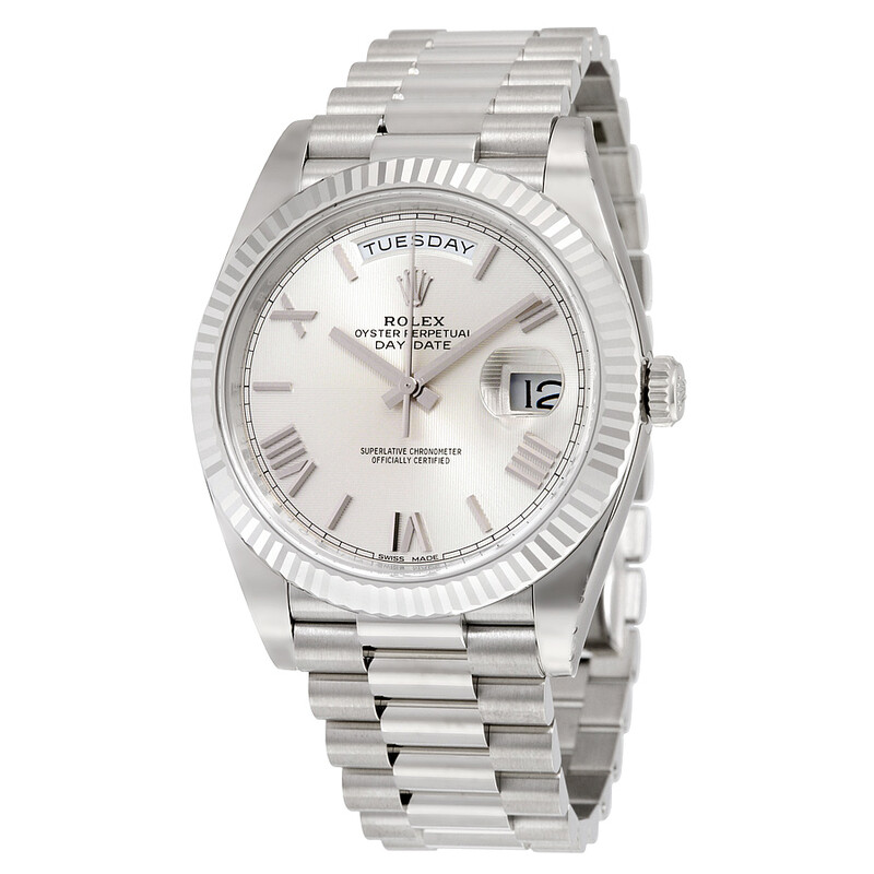 Rolex Day-Date 40 Silver Quadrant Motif Dial 18K White Gold