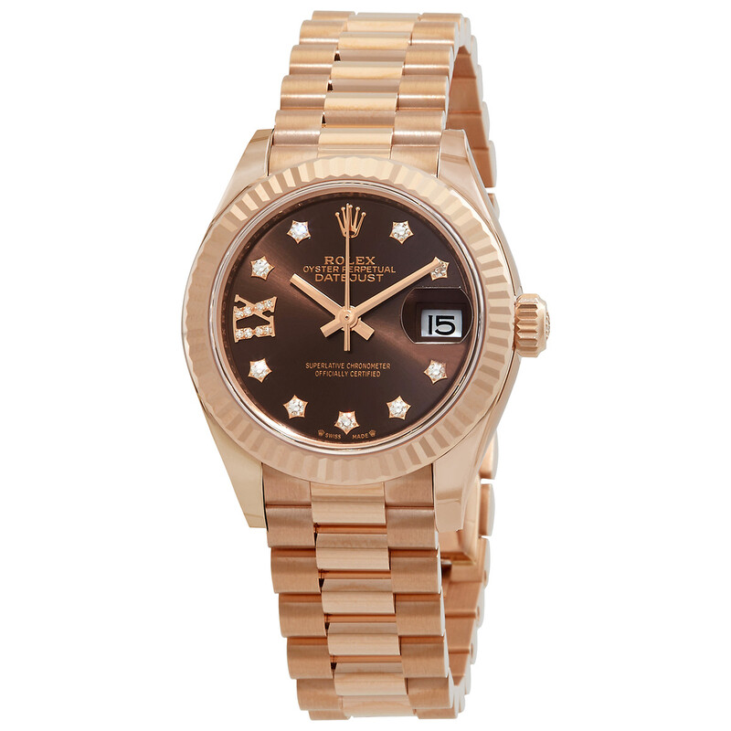 Rolex Lady Datejust Chocolate Dial 18K Everose Gold Diamond Automatic ...