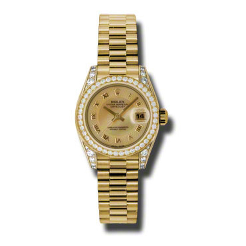 knee length dresses for ladies 1950s Rolex Ladies Dress 8426 14K Yellow Gold Dress Cocktail Diamond B–  HASHTAGWATCHCO main image 1