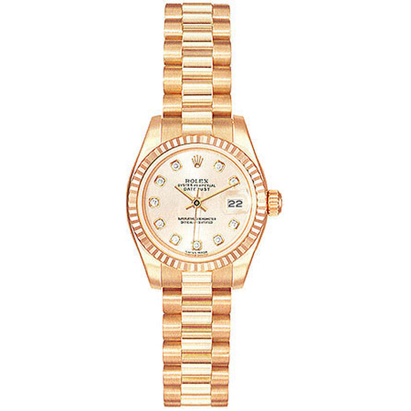 Rolex Lady-Datejust 26 Pink Dial 18K Rose Gold President Automatic