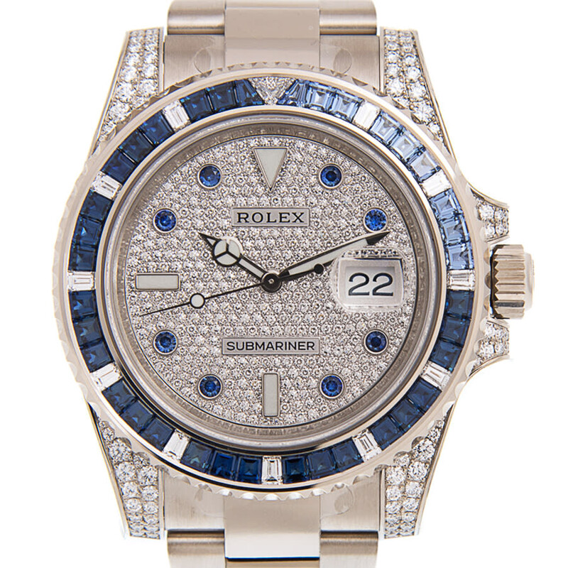 Rolex Submariner Automatic Chronometer Saphire Set Diamond Watch