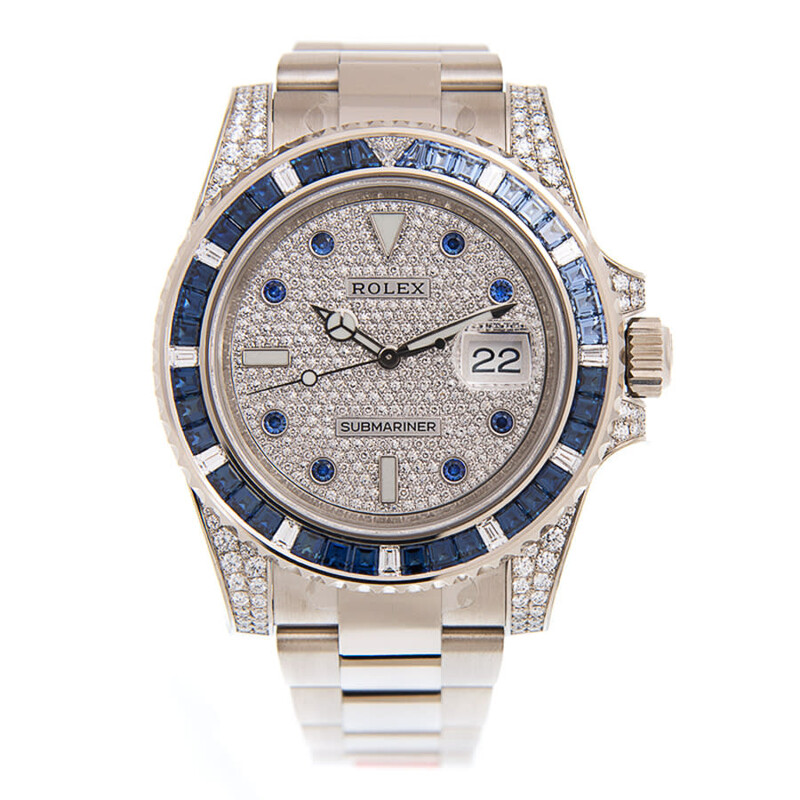 Rolex Submariner Automatic Chronometer Saphire Set Diamond Watch