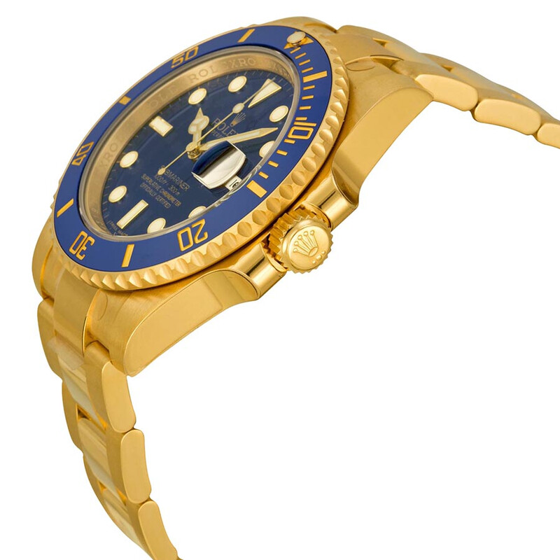 Rolex Submariner Blue Dial 18K Yellow Gold Oyster Bracelet