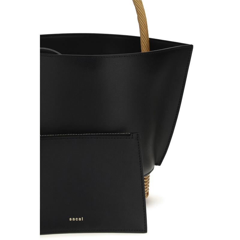 Sacai Leather And Rattan Handbag S15201_001 4570156522535