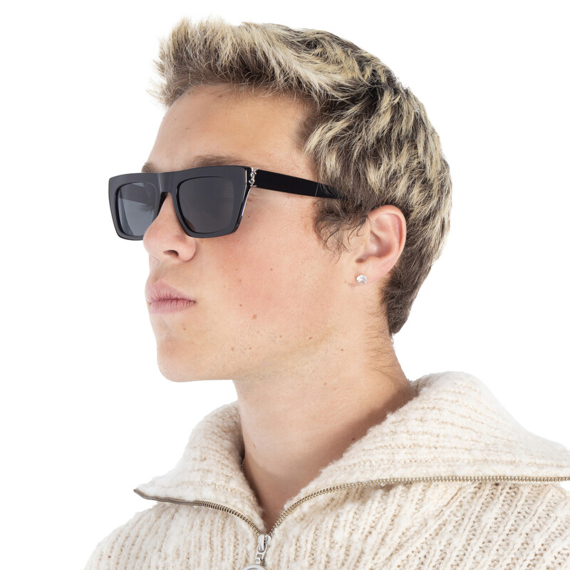 Saint Laurent Black Browline Unisex Sunglasses SL M131 001 52