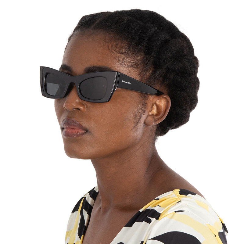 YSL ブラック キャットアイ サングラス ケース付き Saint Laurent Black Cat Eye Ladies Sunglasses SL 702 001 49