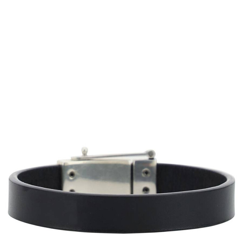 Saint Laurent Black Leather Bracelet, Size Large 757482 AACJA 1000