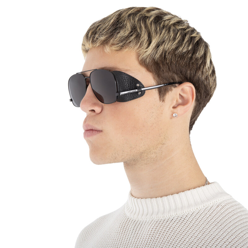 Saint Laurent Black Pilot Men's Sunglasses SL 653 LEON LEATHER