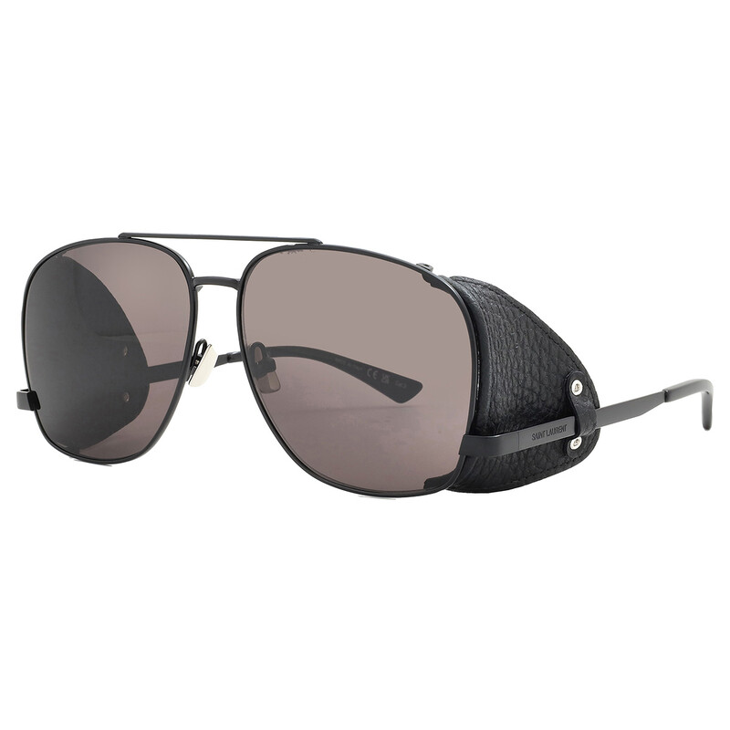 Saint Laurent Black Pilot Men's Sunglasses SL 653 LEON LEATHER