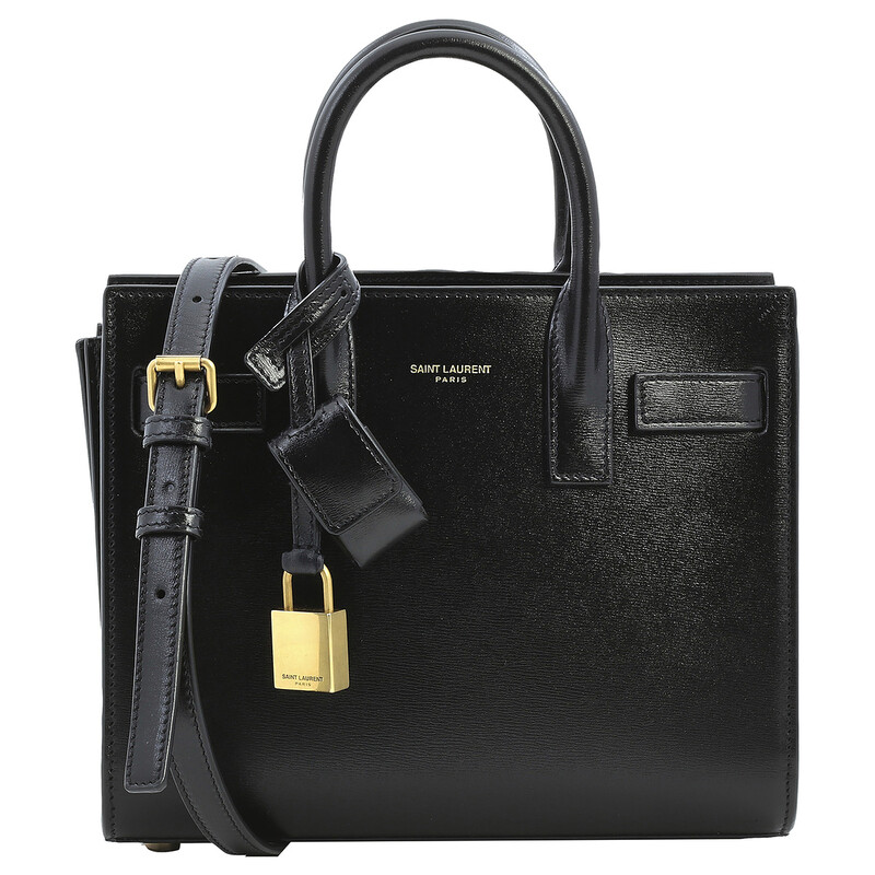 Saint Laurent Black Smooth Leather Sac De Jour Nano Tote Bag