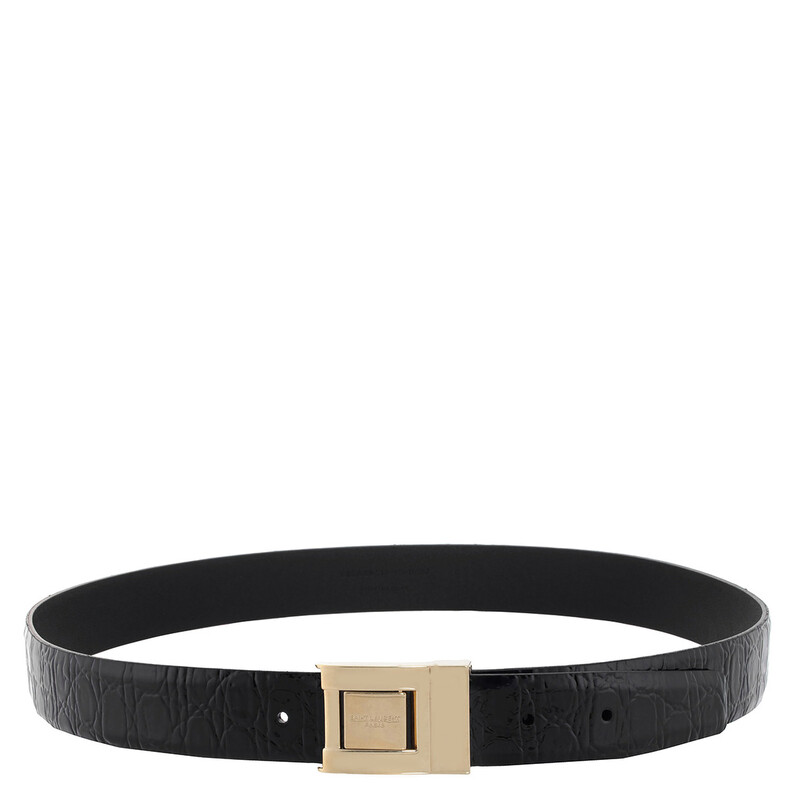 Saint Laurent Croc-Embossed Boucle La 76 Belt, Size 85 658517