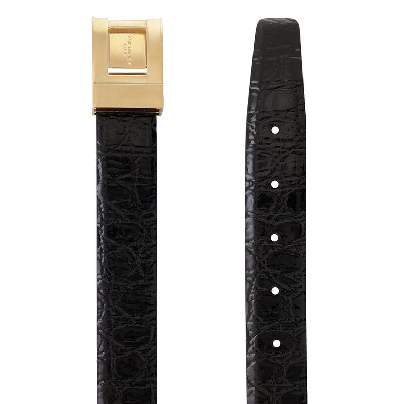 Saint Laurent Croc-Embossed Boucle La 76 Belt, Size 85 658517