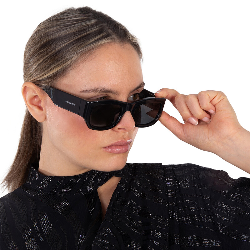Saint Laurent Dark Grey Rectangular Ladies Sunglasses SL 713 001