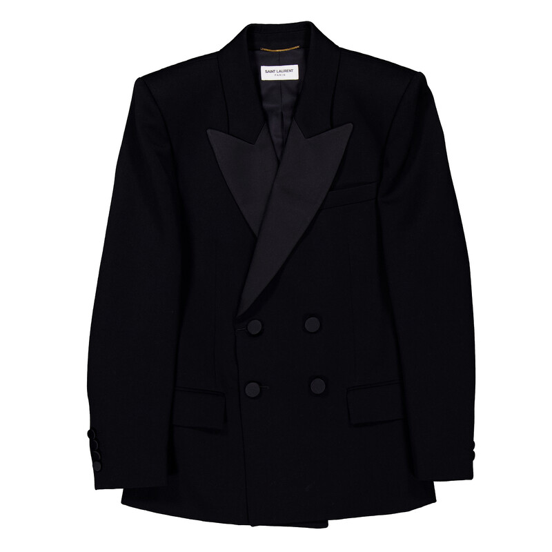 Saint Laurent Double-Breasted Tuxedo Jacket, Brand Size 38 (US