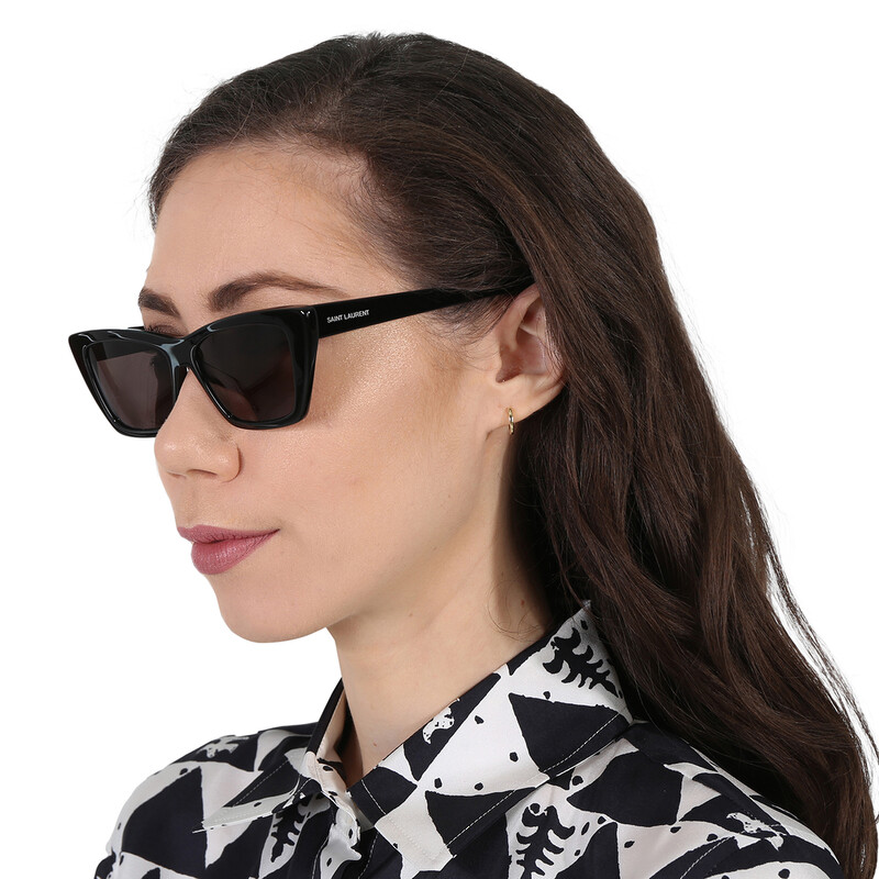 Saint Laurent Grey Cat Eye Ladies Sunglasses SL 276 MICA 001 53