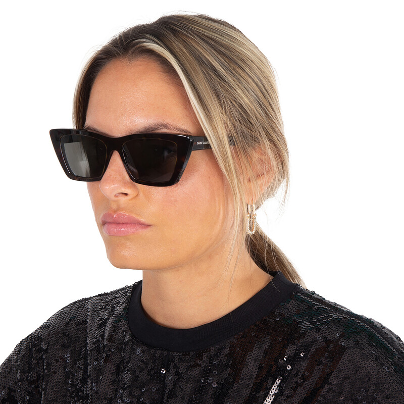 SAINT LAURENT エディ期 オンブレチェック37 16SS アーカイブ Saint Laurent Grey Cat Eye Ladies Sunglasses SL 276 MICA 002 53 SL