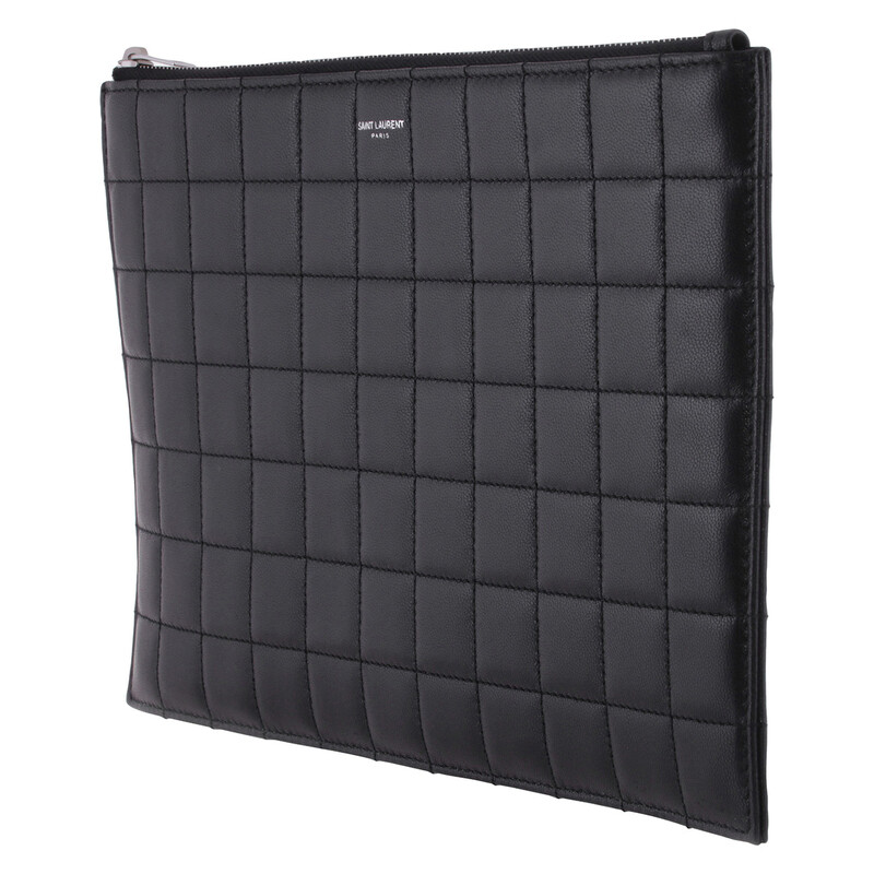 ysl アタッシュケース Saint Laurent Quilted Leather Logo Pouch 760708 AAB8V 1000