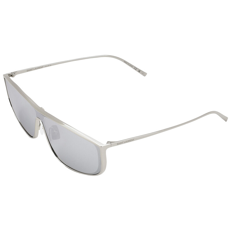 Yves Saint Laurent Silver Frame Mirror Lens Shield Sunglasses Saint Laurent Silver Shield Unisex Sunglasses SL 605 LUNA  main image 3