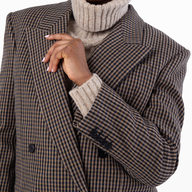 Saint Laurent Vichy Wool Checked Blazer Jacket, Brand Size 40
