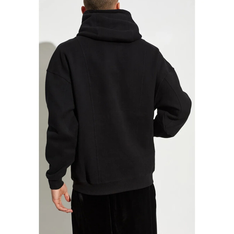 Saint Laurent Womens Black Camionneur Trucker Fleece Hoodie, Size