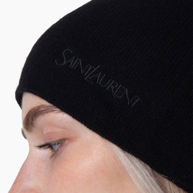 Saint Laurent Womens Cashmere Logo Beanie, Size Small 802666 3Y205