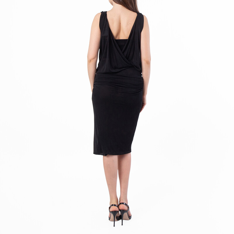 Saint Laurent Womens Draped V-Neck Sleeveless Dress, Brand Size 38 779418  Y096Q 1000 - Clothing - Jomashop
