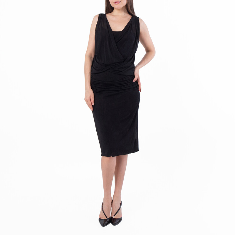 knee length dresses for ladies ever AZARIA|Glitter Sleeveless Deep V-Neck A-Line Midi Wedding Guest Dress