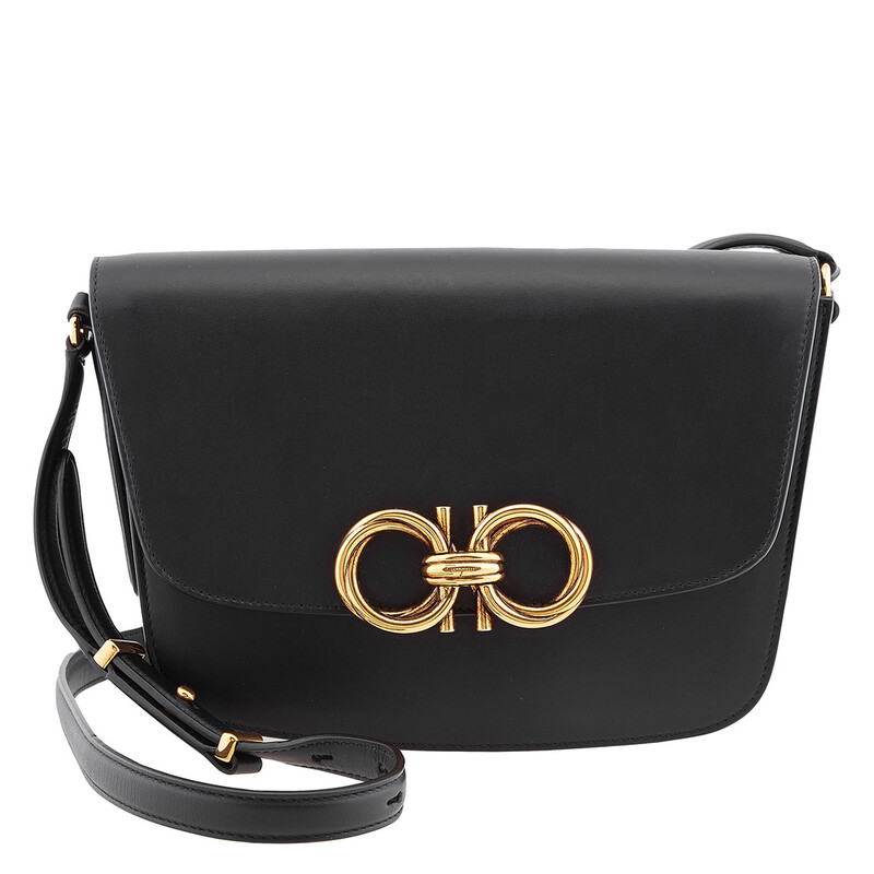 トップス salvatoreFerragamo Ferragamo Salvatore Ferragamo Black Leather Trapezio Crossbody Bag